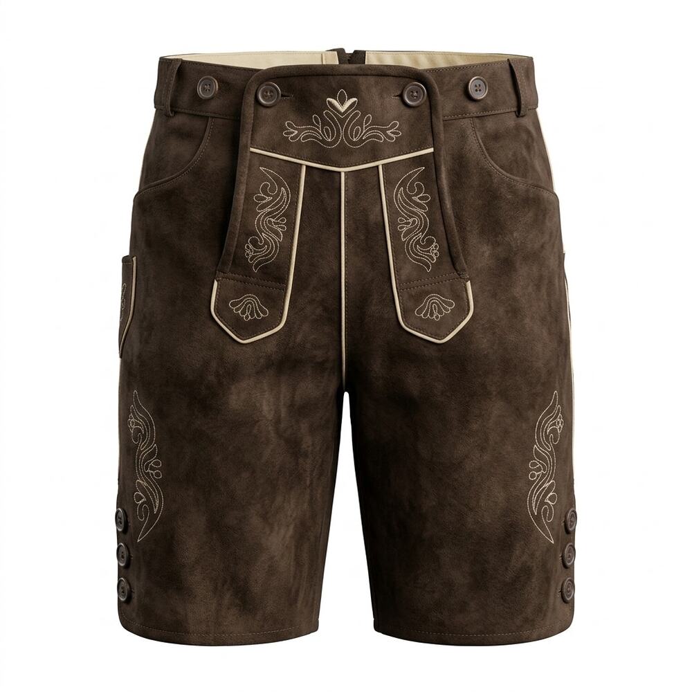 Chubbies The Lederhosen 2.0 100% Leather Sheep Brown Shorts Men Size XL